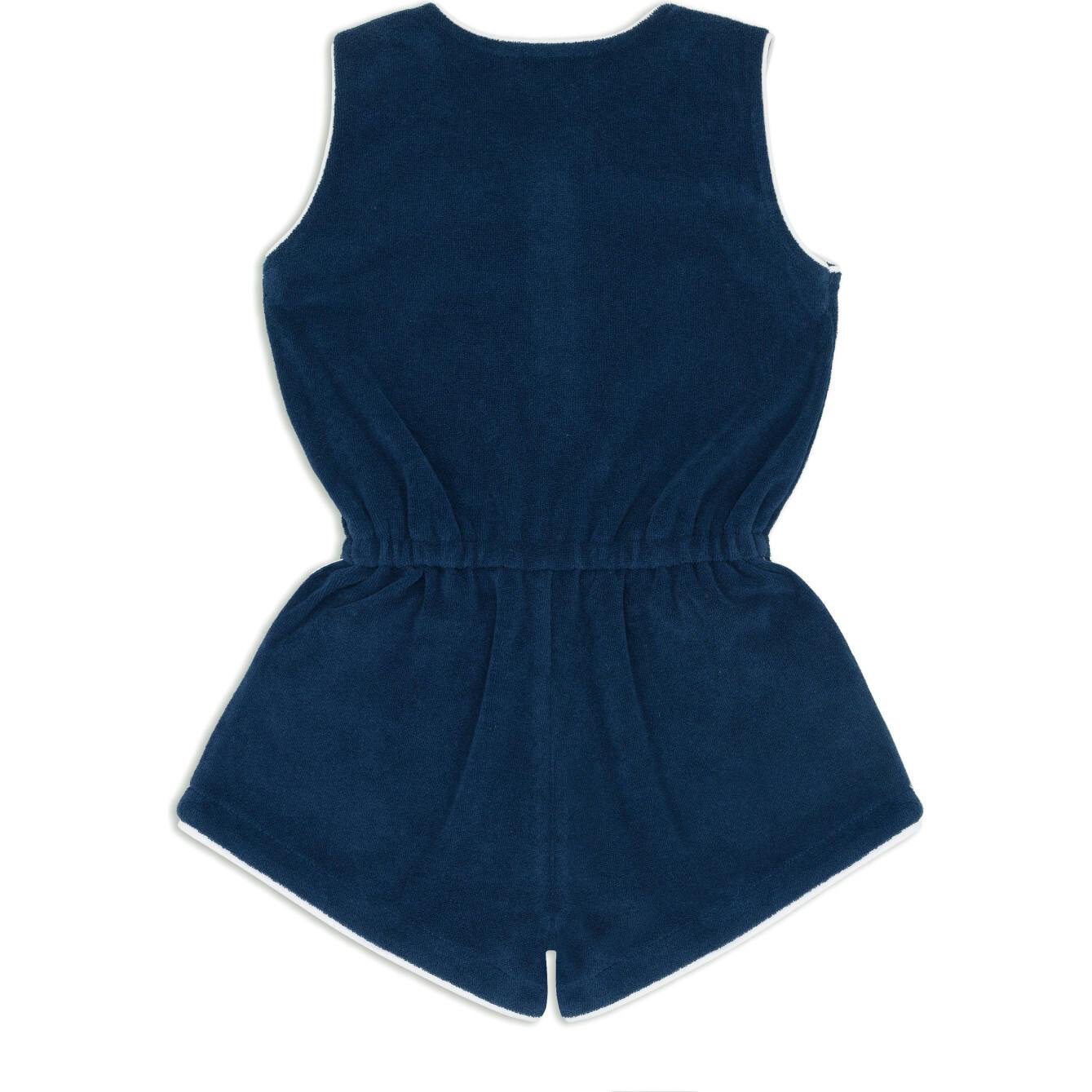girls navy french terry romper
