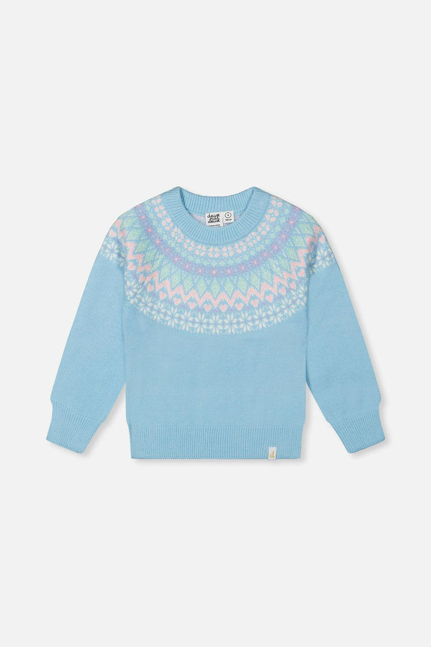 Knit Sweater With Nordic Jacquard Light Blue