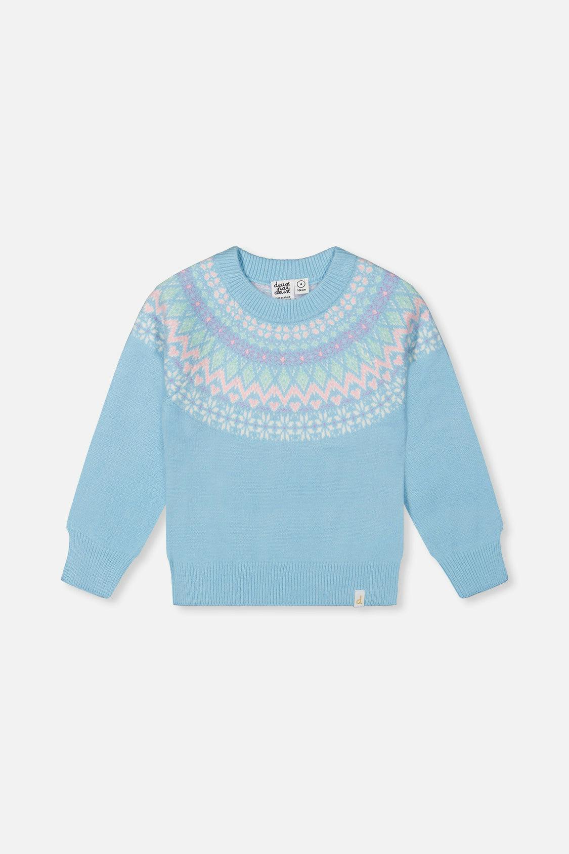 Knit Sweater With Nordic Jacquard Light Blue