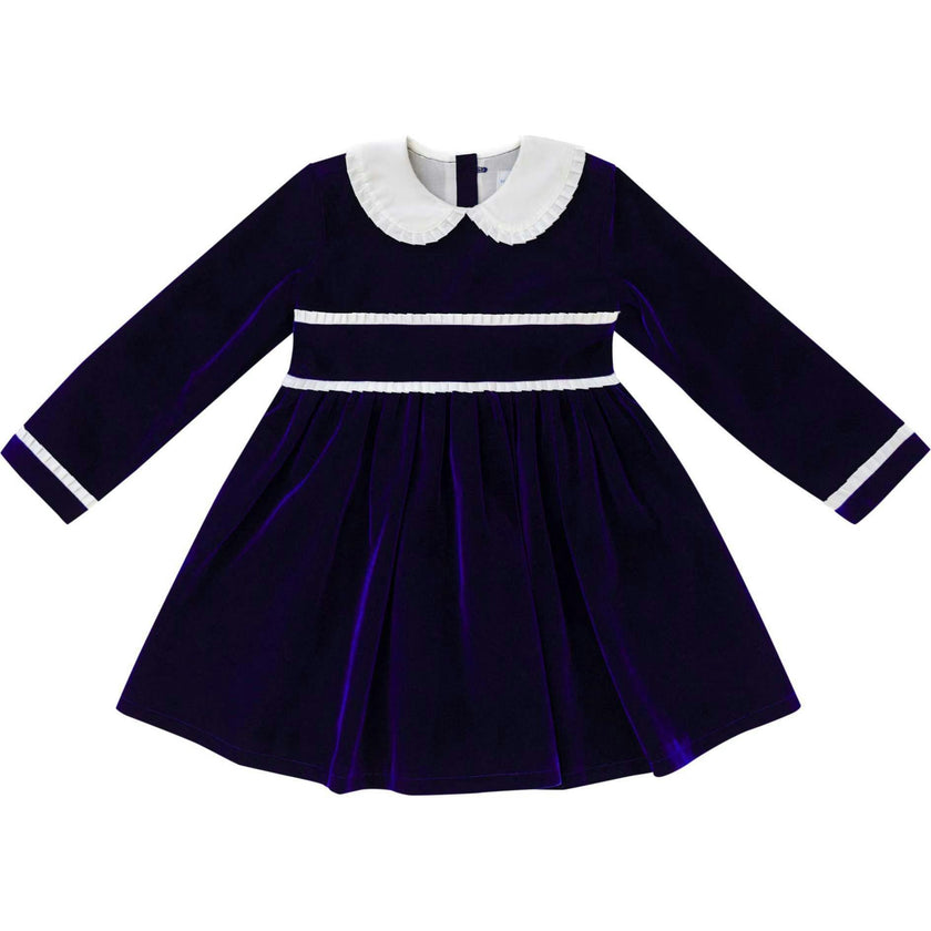 Long Sleeve Grace Dress in Midnight Blue Velvet