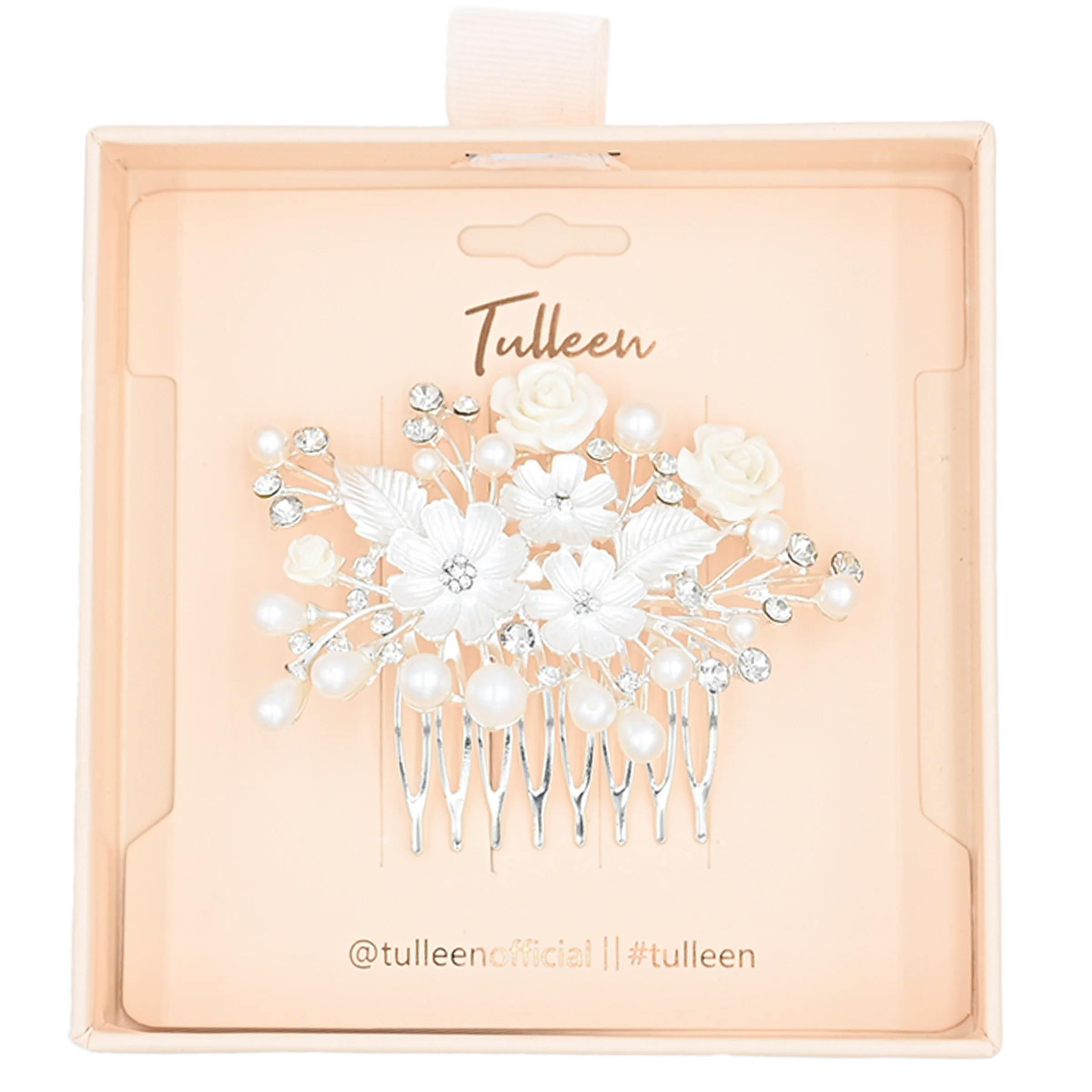 Crystal White Pearl and Flower Hair Comb
