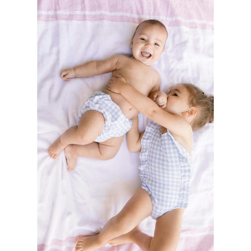 Oasis Blue Gingham Diaper Bloomer Cover