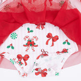 Bows & Candy Canes - Long Sleeve Tutu Bodysuit Dress