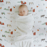 Cotton Muslin Swaddle Blanket - Tan Gingham