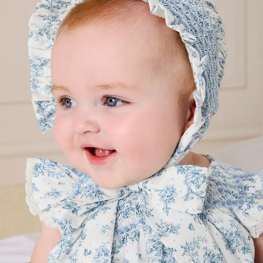 Audrey Toile Hand Smocked Bonnet in Blue (XS-L)