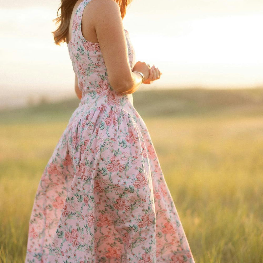 Edith Dress in Pink Sketched Flower