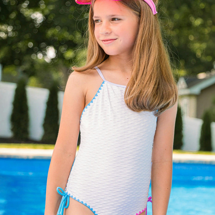 Sari Embroidered Trim One Piece Swimsuit