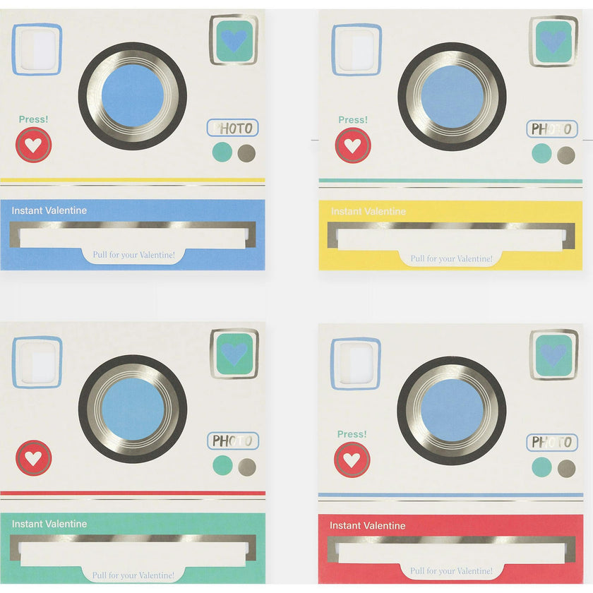 Instant Camera Kids Valentine'S Cards & Stickers Set