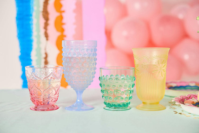 Vintage Vibes Reusable Pastel Goblet Set of 4