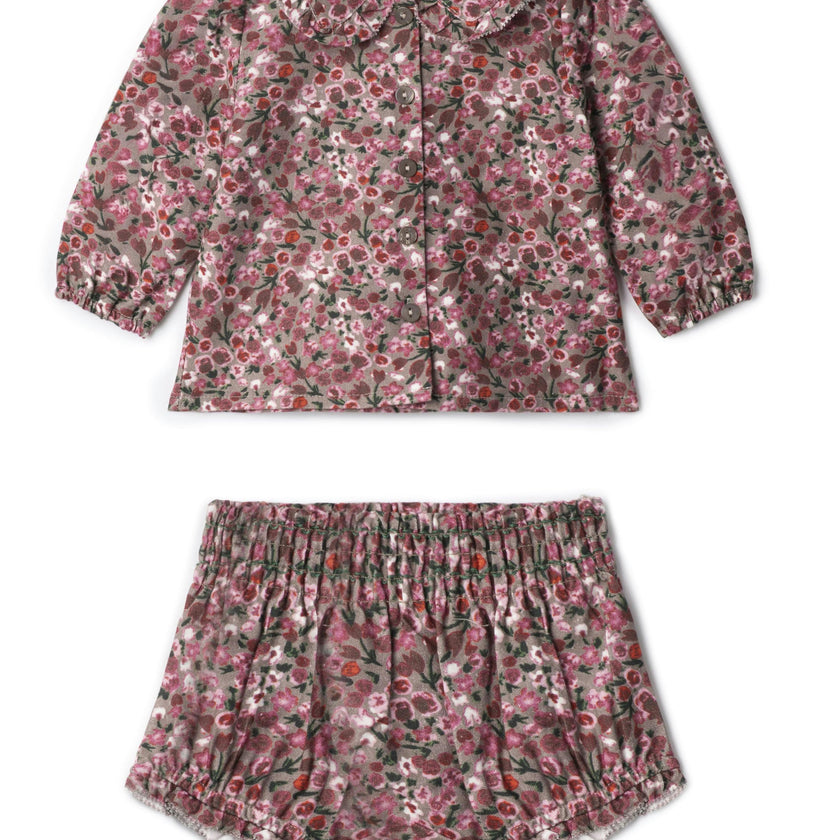 Flower Print Lace Set Cream