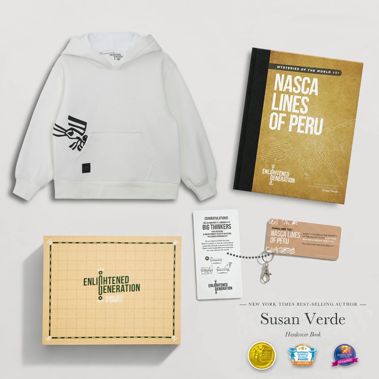 Nasca Gift Box with Peek-a-Pelican Pocket Kids Hoodie, Book, and Activities