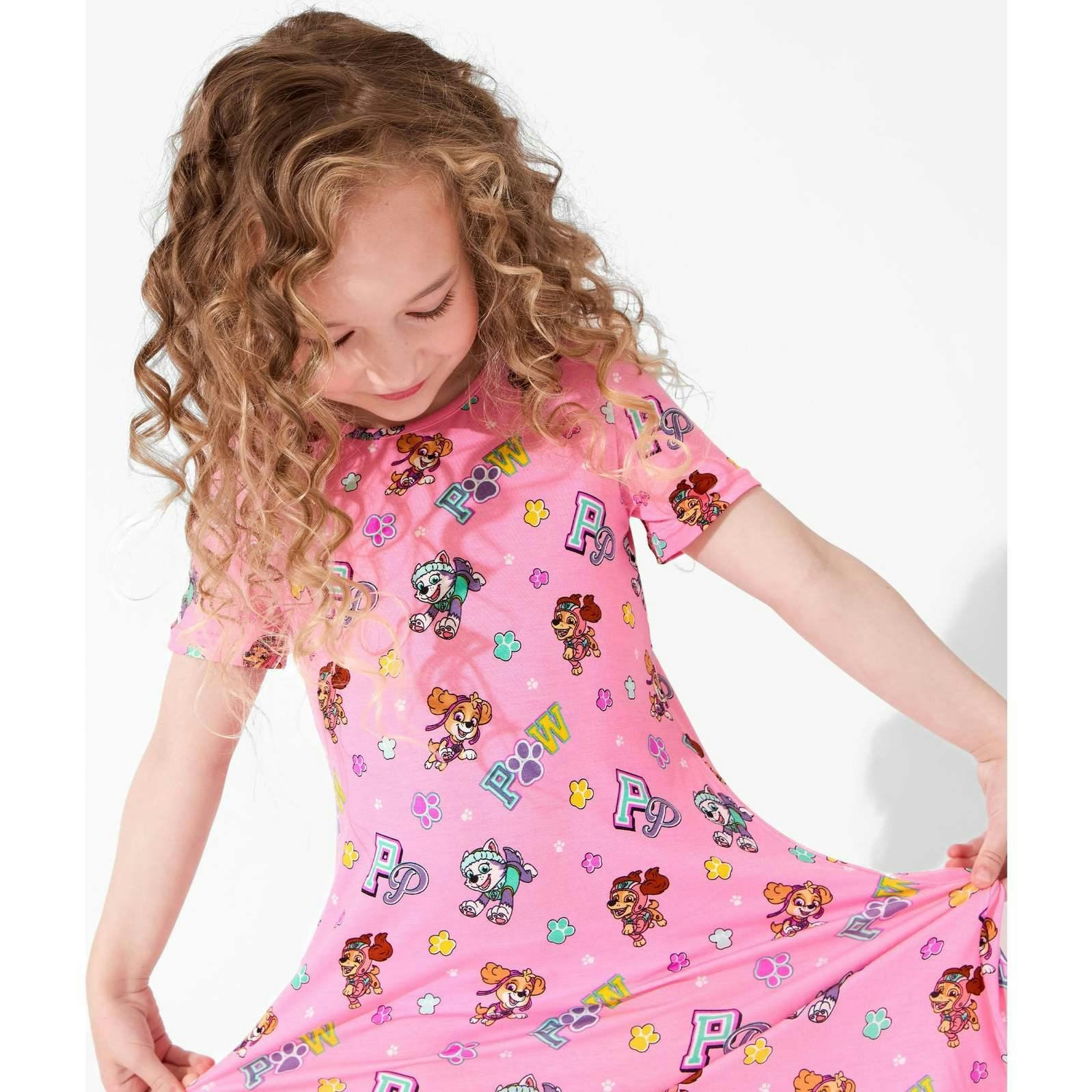 PAW Patrol: Varsity Pink Bamboo Girls' Short Sleeve Dress
