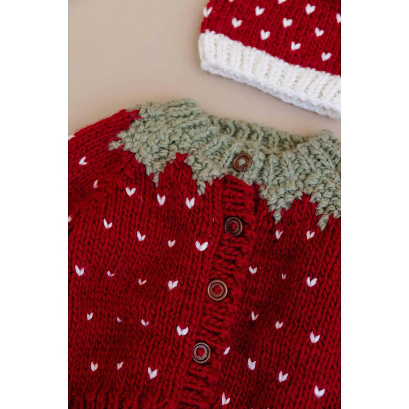 Strawberry Hat, Red and Cream