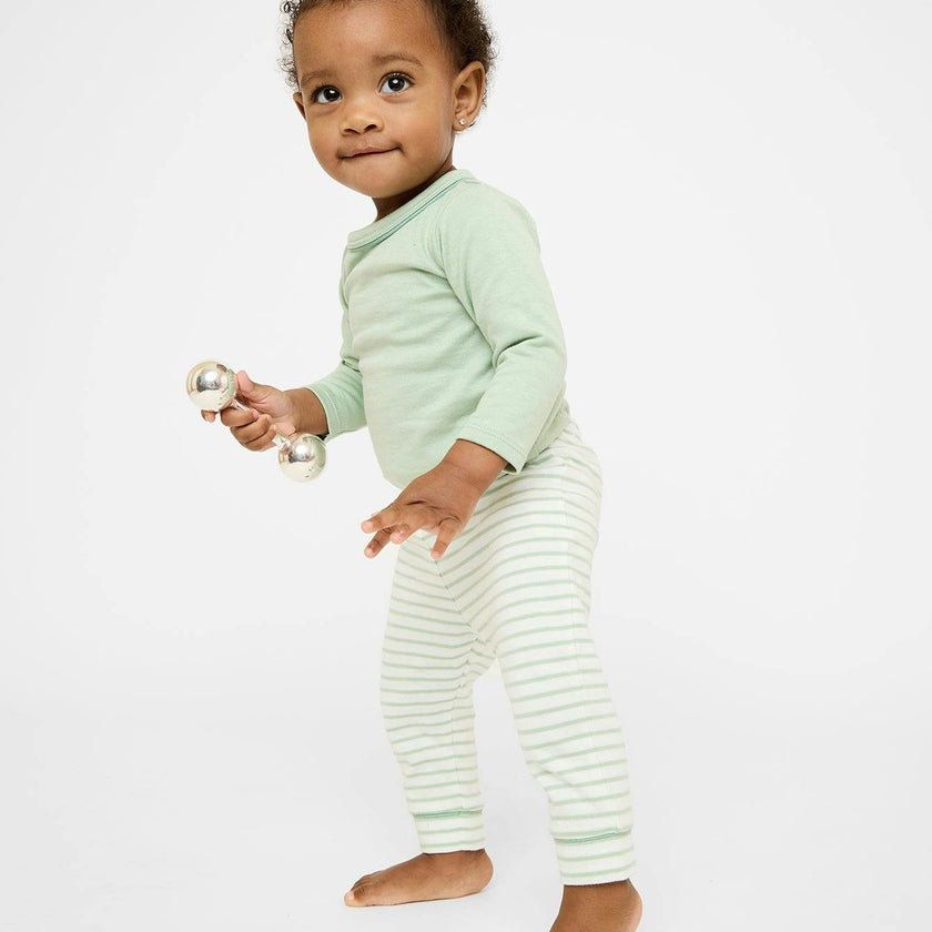Andy Baby Legging, Dusty Seafoam Mini Stripe