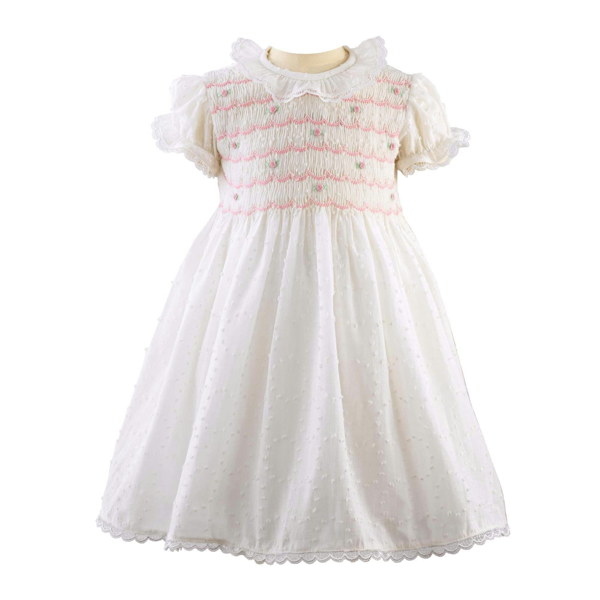 Swiss Dot Hand-Smocked Dress And Bloomers