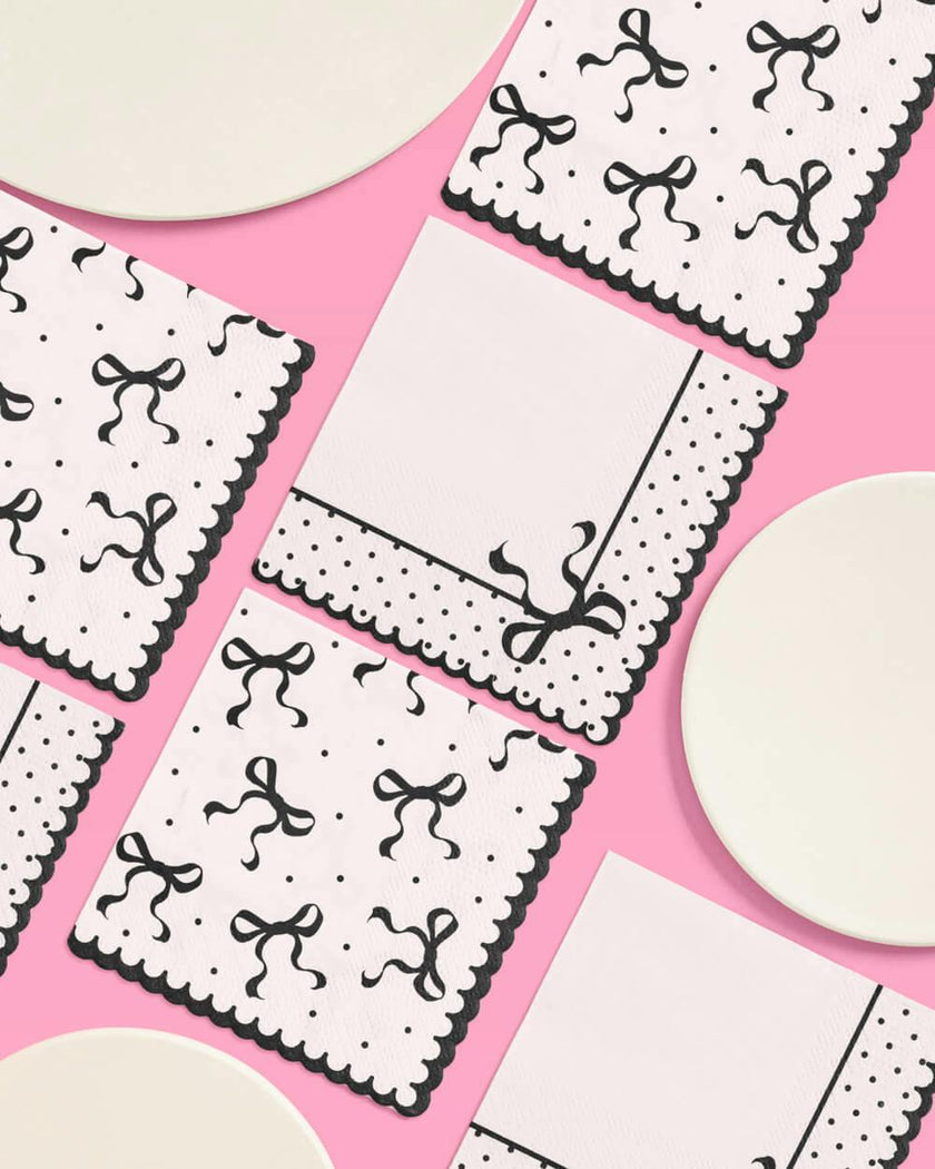Little Black Bow Bundle - plates, napkins, bday banner