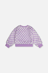Faux Fur Top Lilac and White Tiles