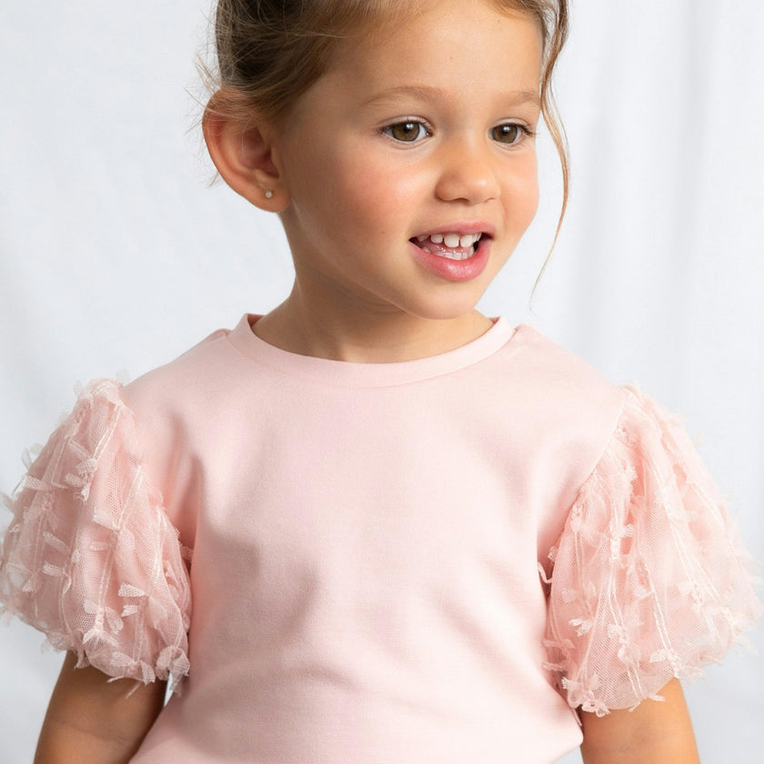 Pink Baby Top With Puff Sleeves