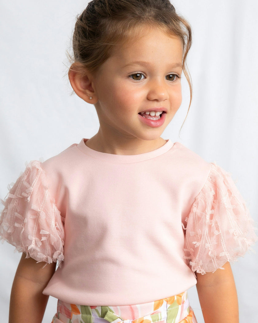 Pink Baby Top With Puff Sleeves