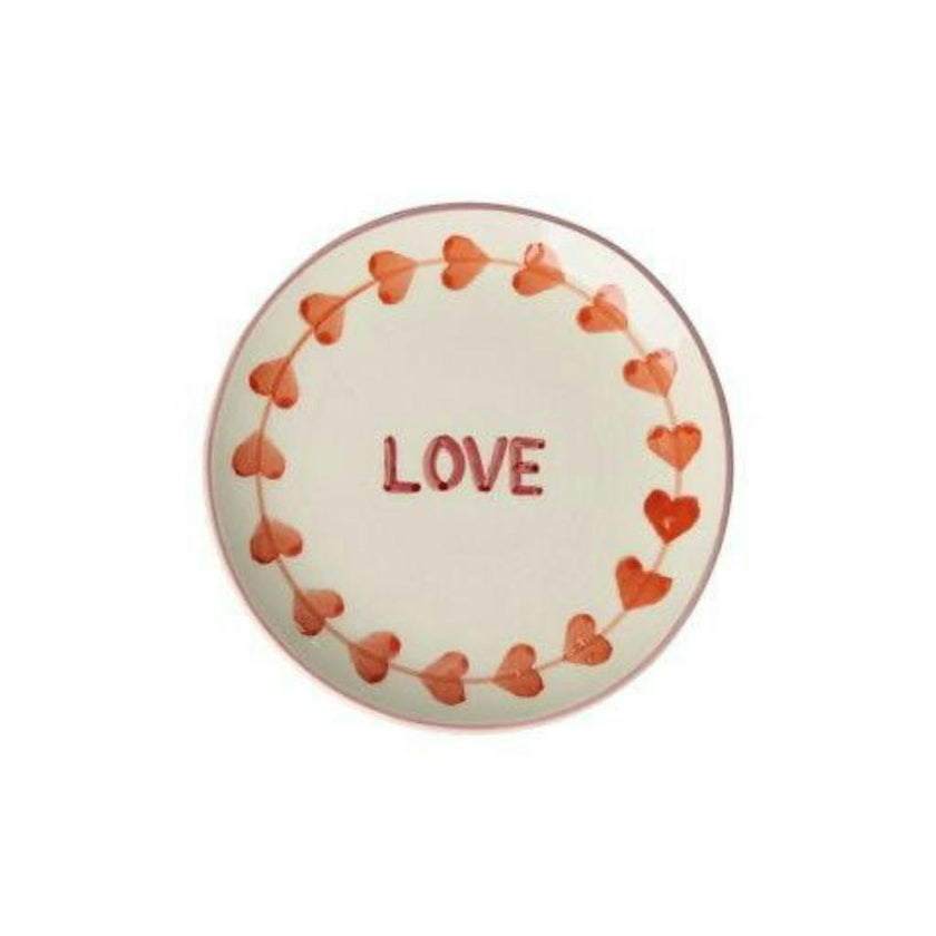 Ceramic Cake Plate with Hand-painted LOVE