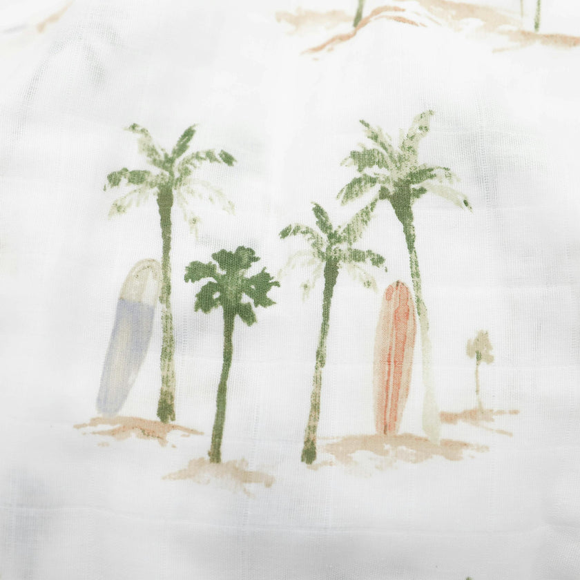 Cotton Muslin Pillowcase 2 Pack - Palm Paradise