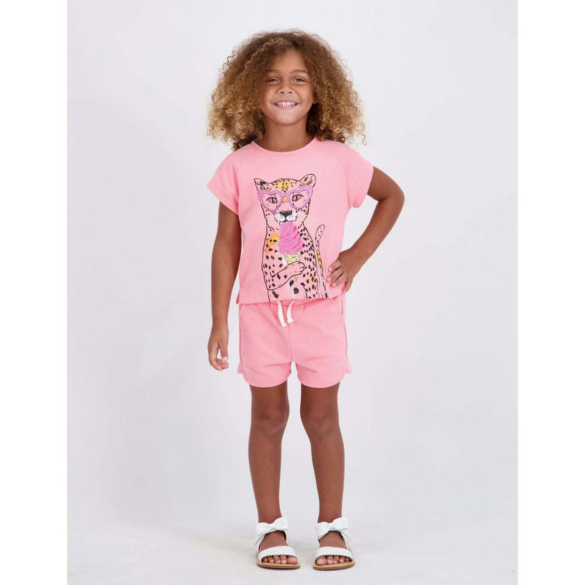 Girls French Terry Top & Short | Glitter Cheetah