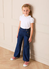 Scallop Detail Wide Leg Jeans in Blue Denim (2-12yrs)