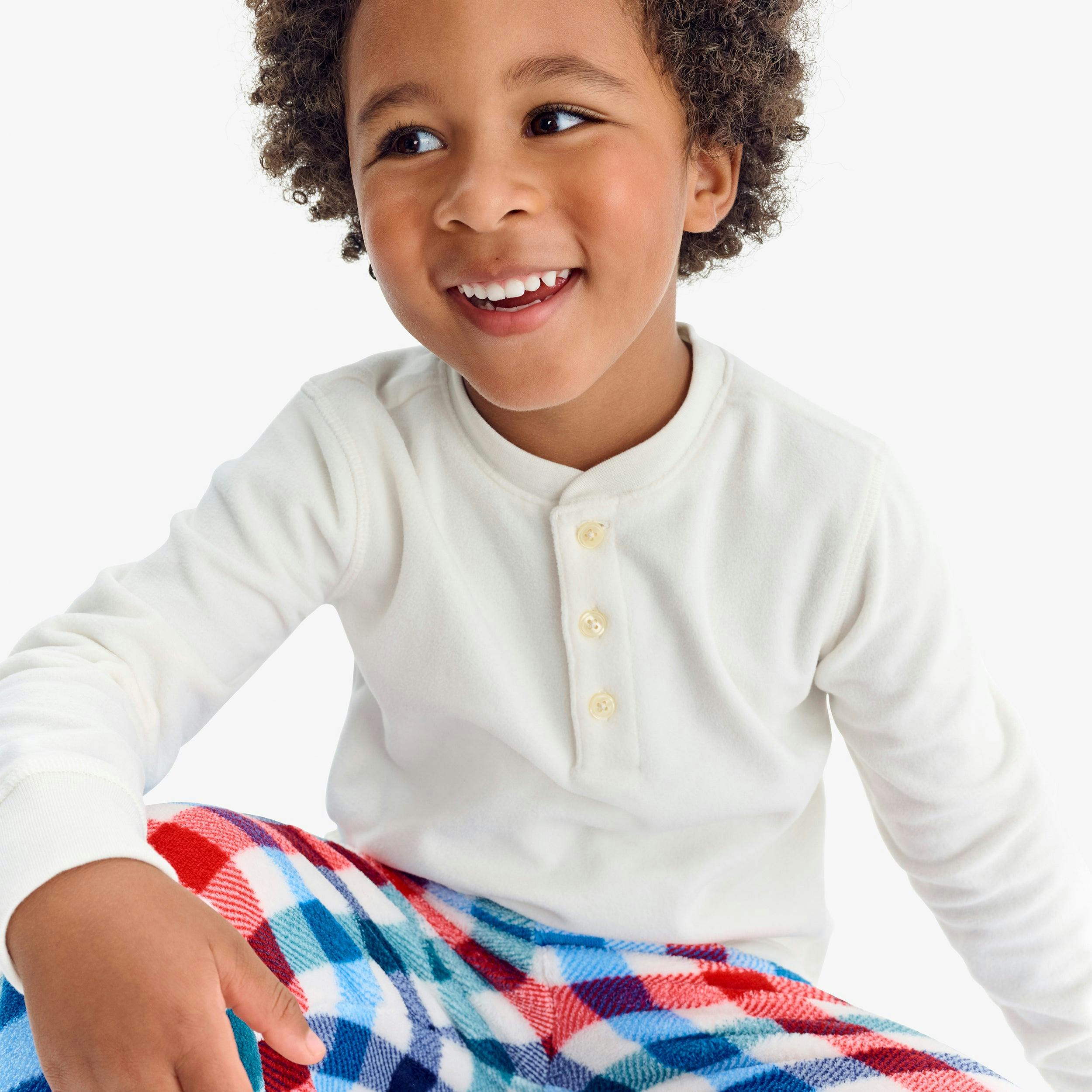 Kids plush fleece PJ pant in peppermint plaid
