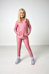 girls dusty pink polka dot retro warm-up jogger