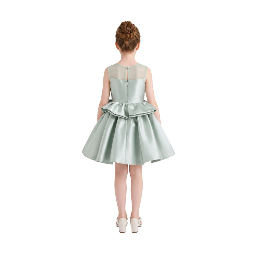 Green Oriana Peplum Sculpted Rose Dress