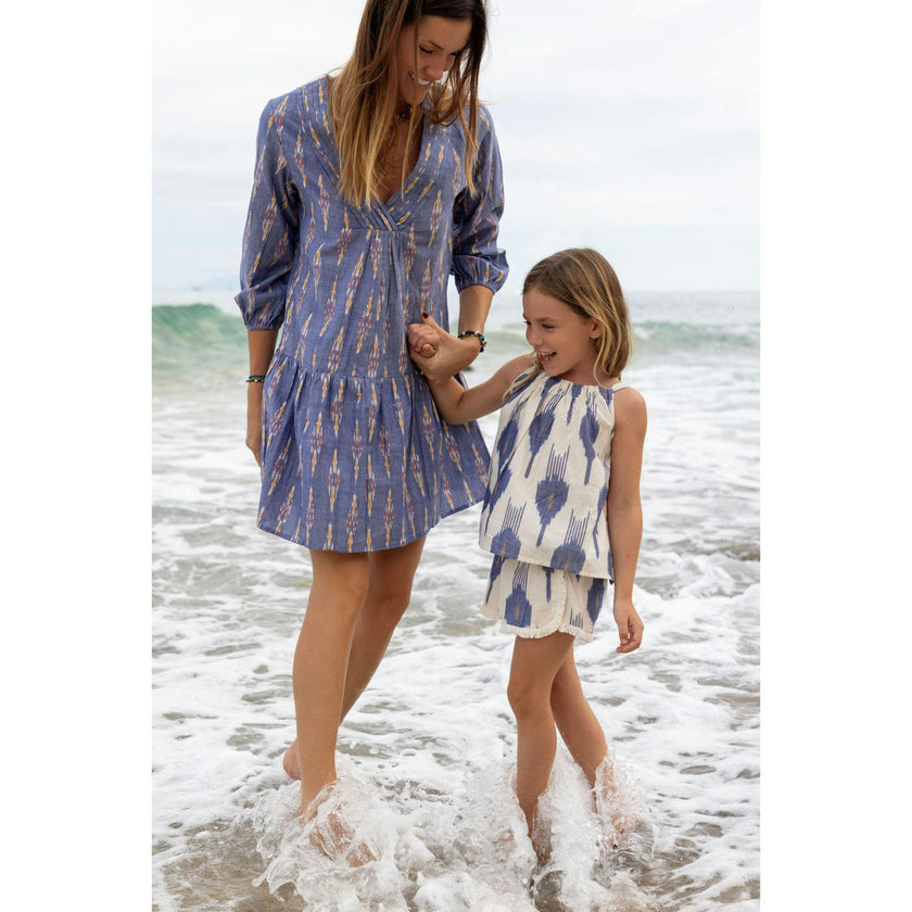 Colette Girls Top and Short Set La Creme Ikat, Cream
