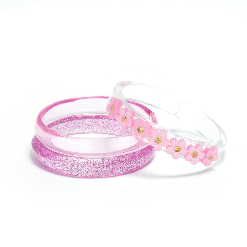SPR - Flowers Satin Pink Bangles