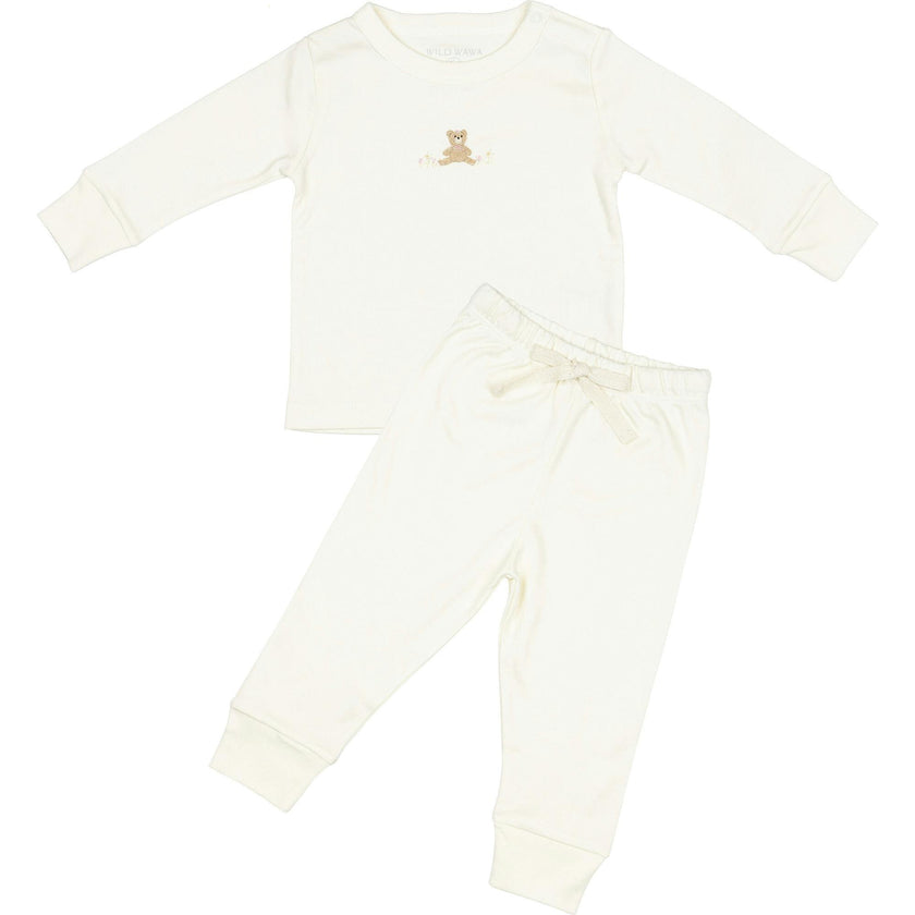 Pima Embroidered Pajama Set in Flower Bear