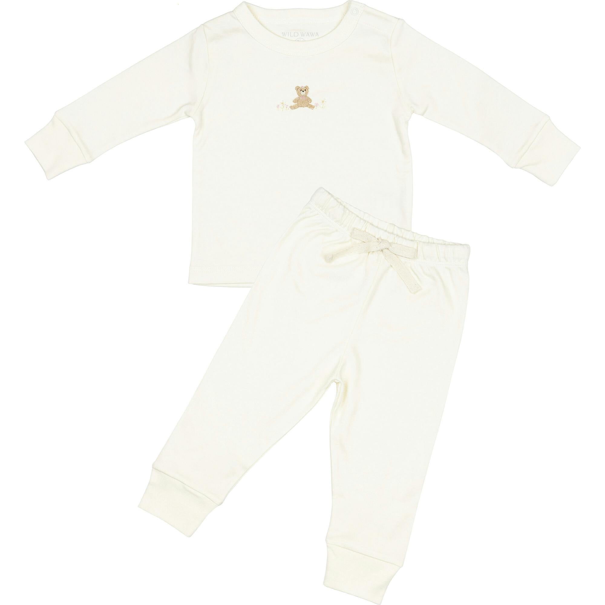 Pima Embroidered Pajama Set in Flower Bear