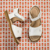 Classic Scallop Sandal | White Leather