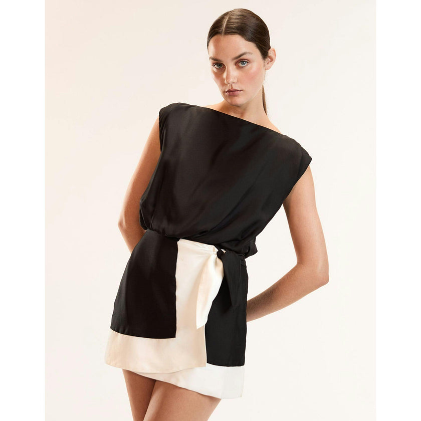 Domino Dress, Black White