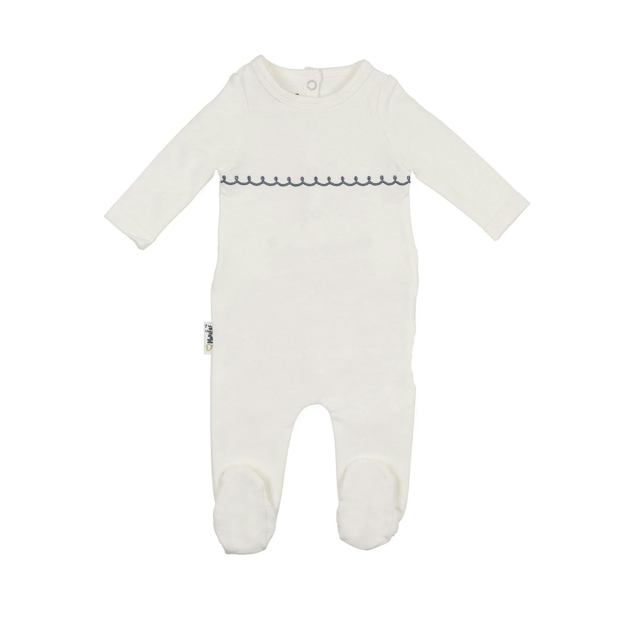 Embroidered Yoke Footie and Beanie Set