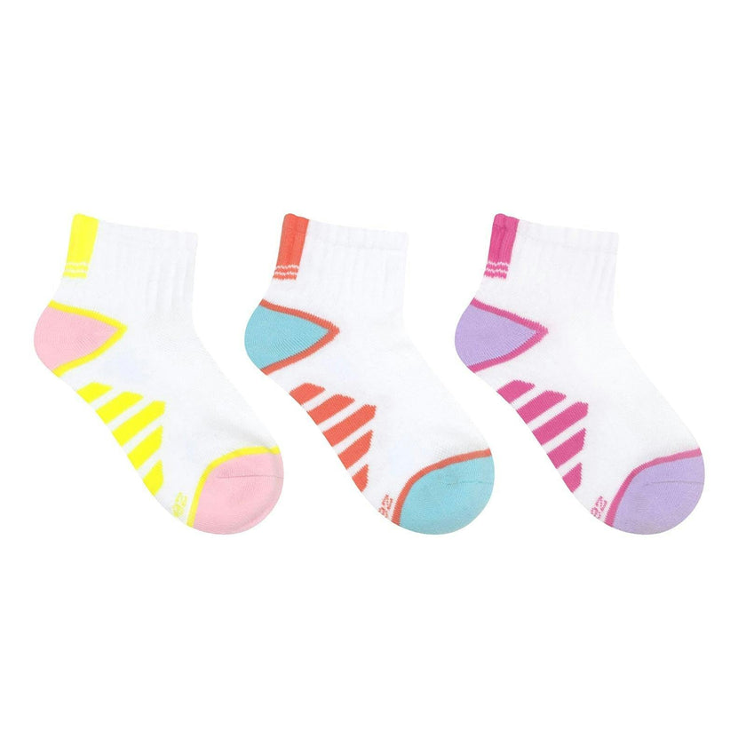 Sue Athletic Assorted Qtr 3pk Sock