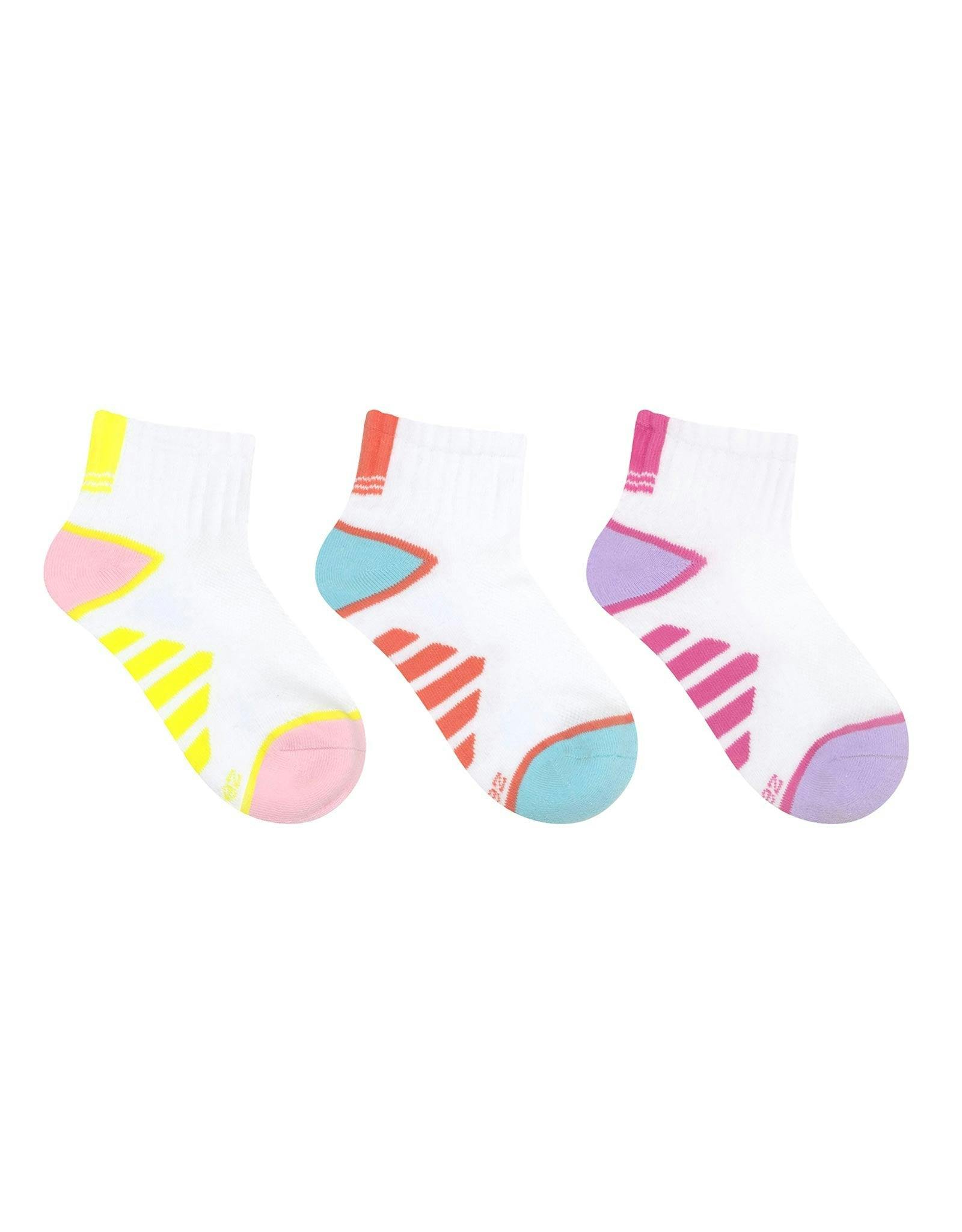 Sue Athletic Assorted Qtr 3pk Sock