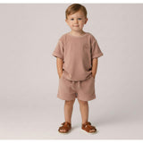 Organic Terry Tee & Shorts Set - Clay