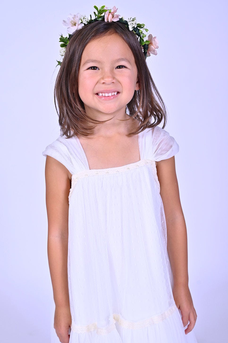 White Square Tulle Overlay Dress