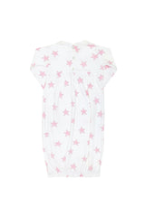Pink Stars Print Smocked Gown