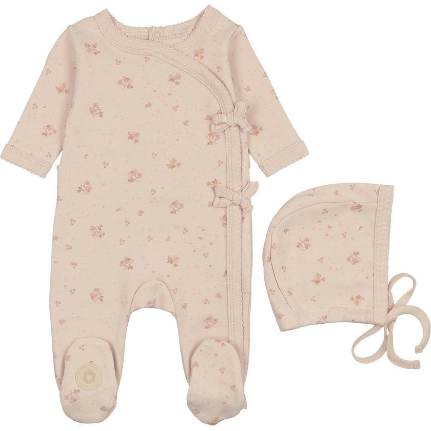 Scattered Blossoms Footie & Hat Set Barely Pink