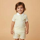 Organic Collar Tee & Shorts Set - Dotty Gingham