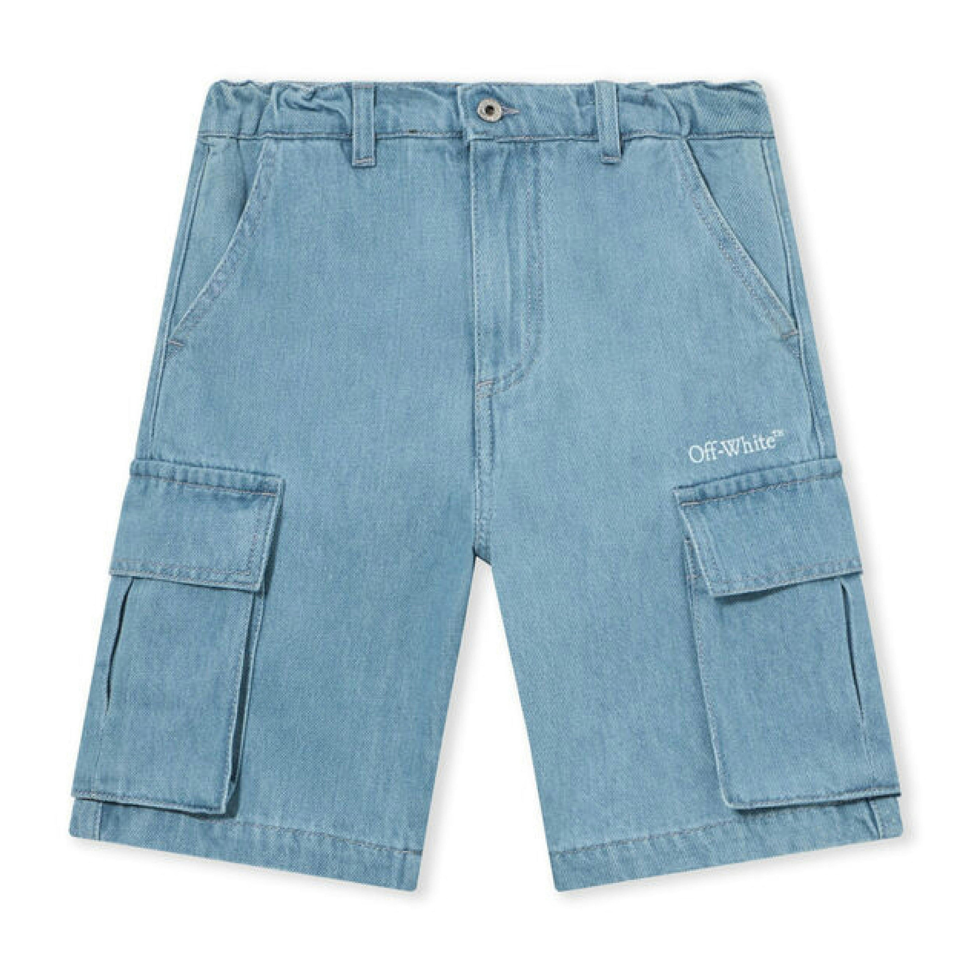 Blue Diagonal Sketch Cargo Shorts