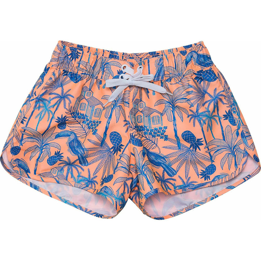 Girls Sustainable Flat Front Side Cut Drawstring Board Shorts
