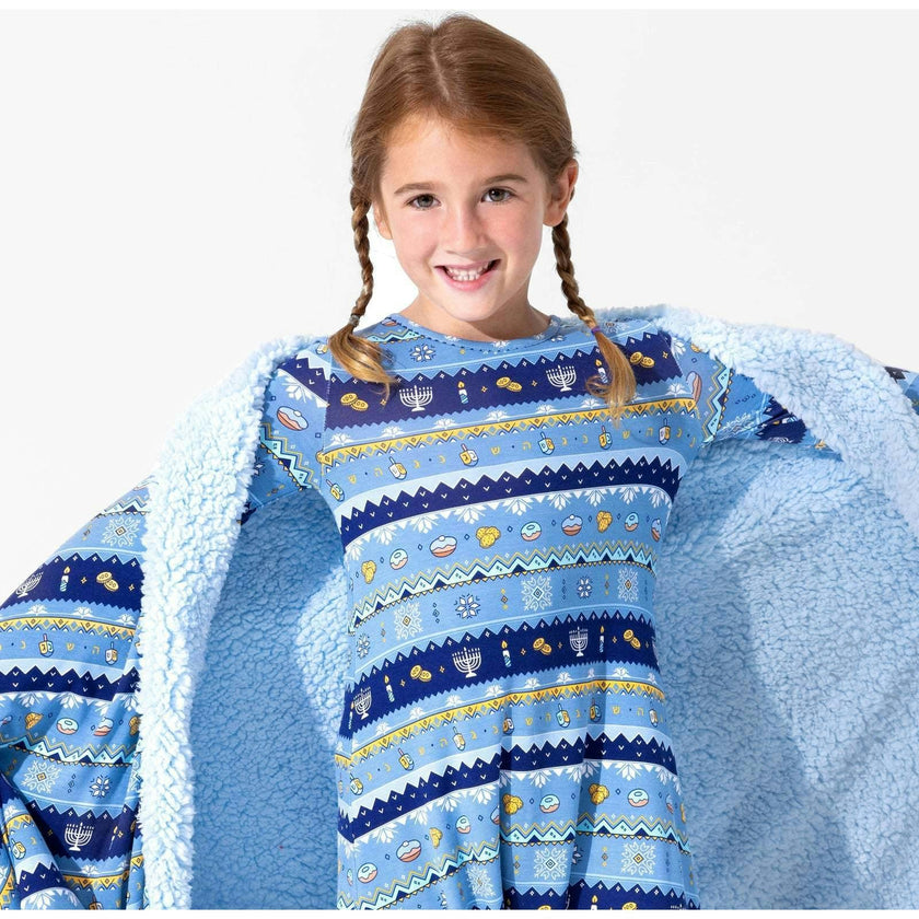 Hanukkah Fair Isle Bamboo Girls' Long Sleeve Dress