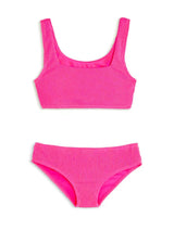 Fay Crinkle Tankini Two Piece Swimsuit - Fuchsia