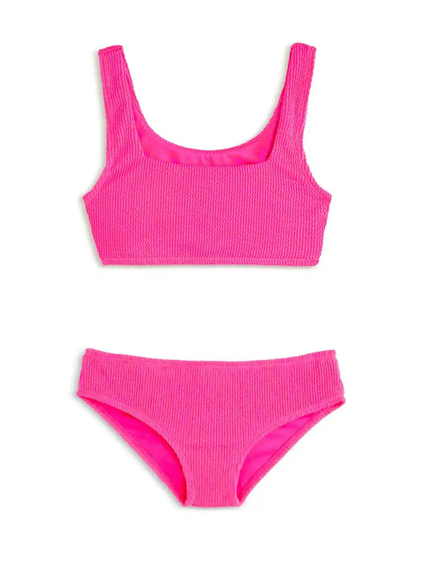 Fay Crinkle Tankini Two Piece Swimsuit - Fuchsia