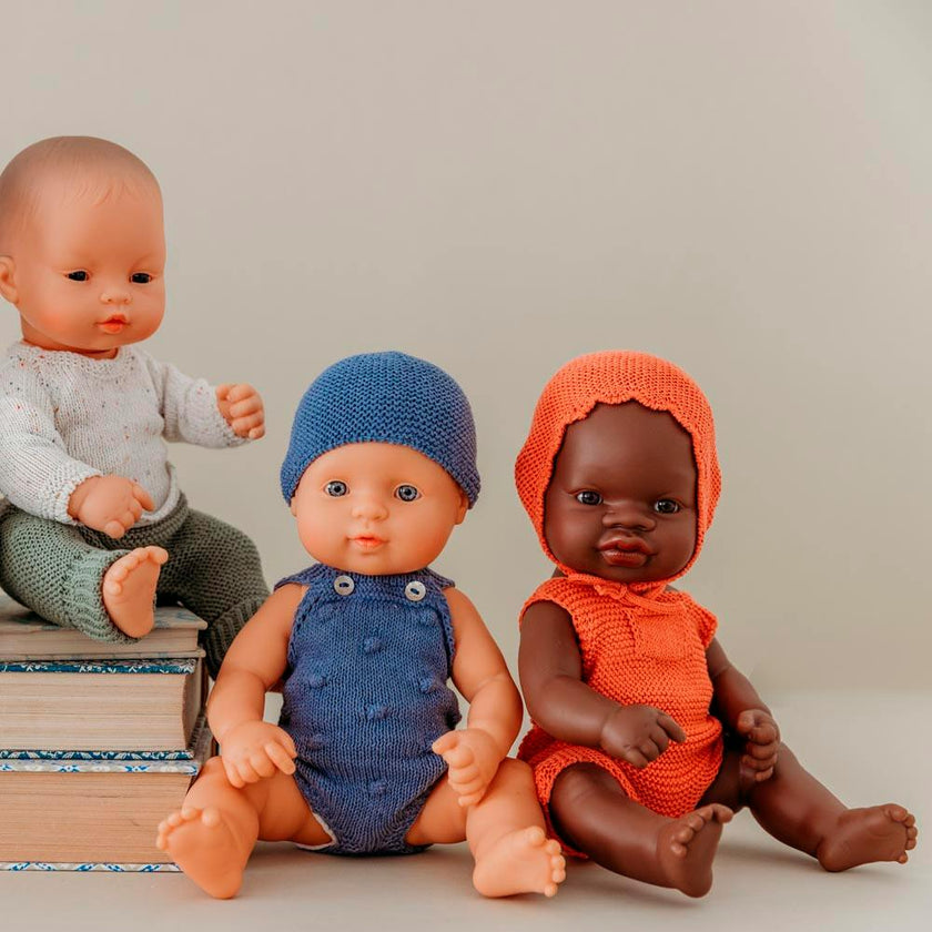 Knitted Doll Outfit 12⅝" - Rompers & Hood